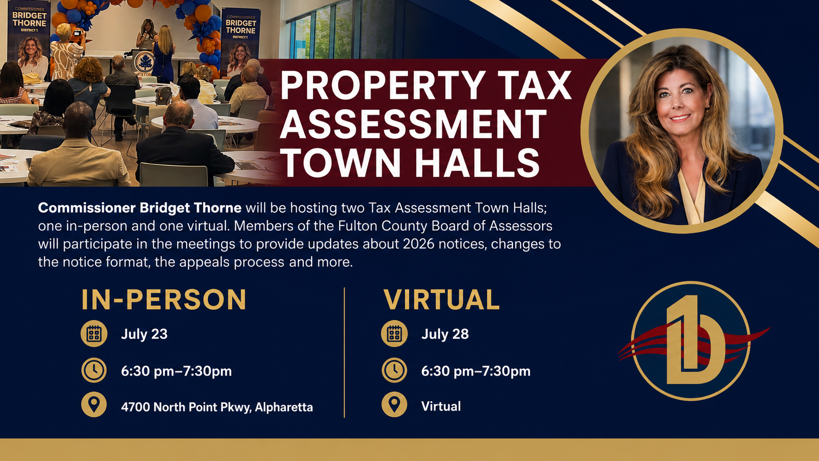 Commissioner Thorne Town Hall Graphic 